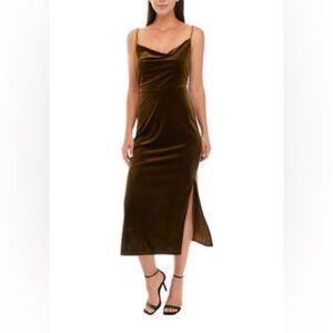 Just Taylor Velvet Midi Split Hem Sleeveless Dress Size 8